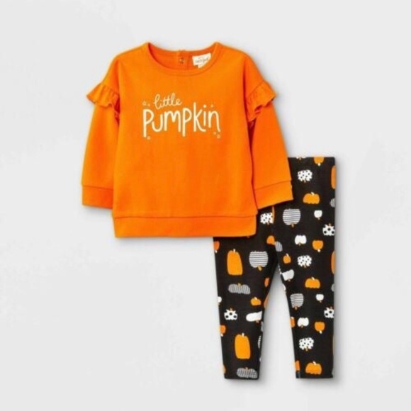 Cat & Jack Little pumpkin two piece outfit - Halloween New - Picture 2 of 6